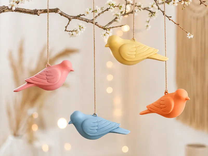 Bird Ornament Decor | Minimal Hanging Sparrow Accent