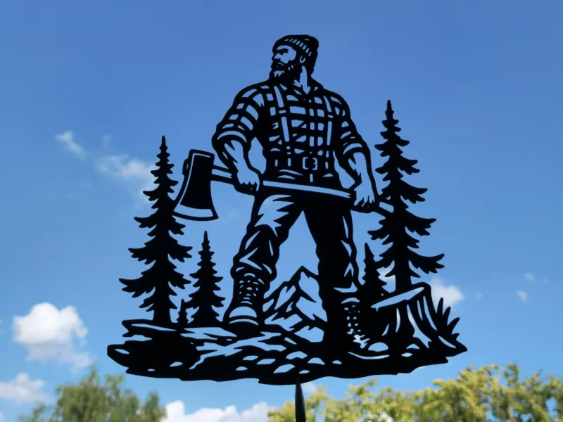 Arte de Pared de Leñador en el Bosque