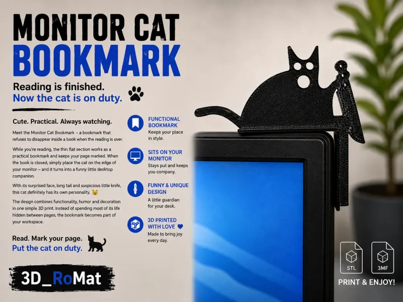 Monitor Cat Bookmark 🐈‍⬛🗡️