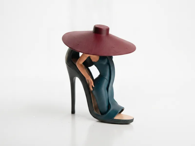 Escultura de Figura Elegante de Dama con Tacón Alto Imprimible en 3D