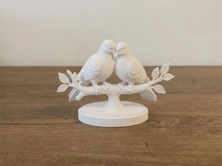 Pair of Doves on a Branch - Decorative Model