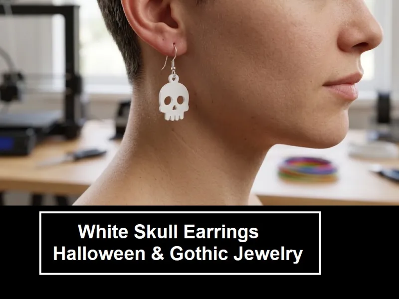 White Skull Earrings / Halloween & Gothic Jewelry