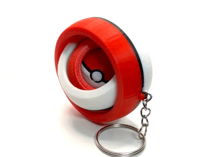 Keyring Pokéball-Inspired Gyro Fidget Toy