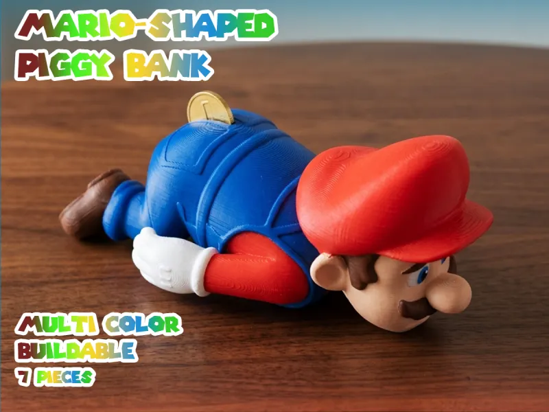 Cofrinho em formato de Mario - Multicolorido - 7 peças