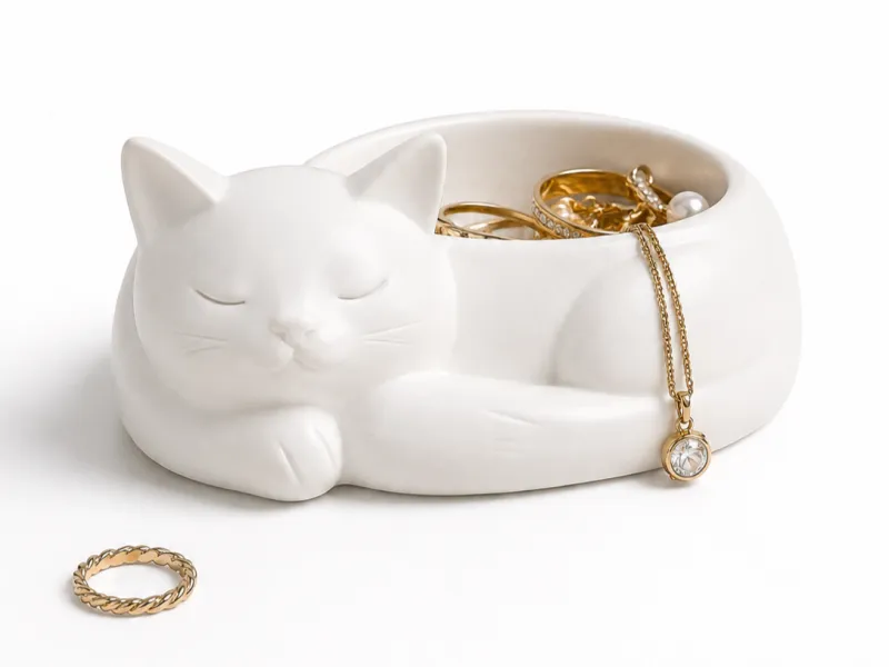 Sleeping Cat Jewelry Tray | Cute Cat Jewelry Organizer