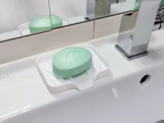 Soap dish with drainer.