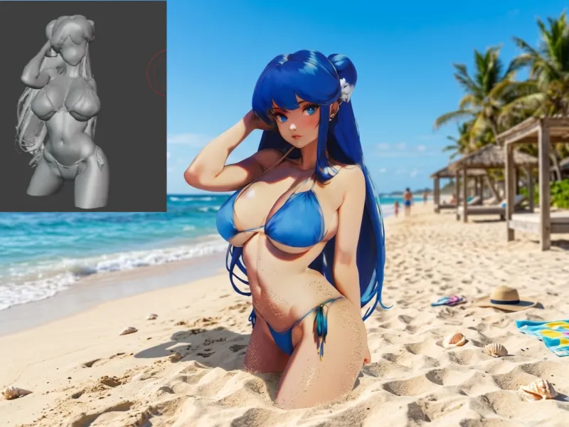sexy girl in blue swimsuit/chica traje de baño azul sexy