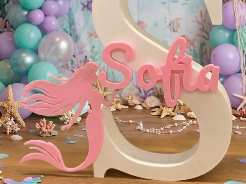 🐚 Mermaid Princess Personalized Name "Sofia"  Initial Sign