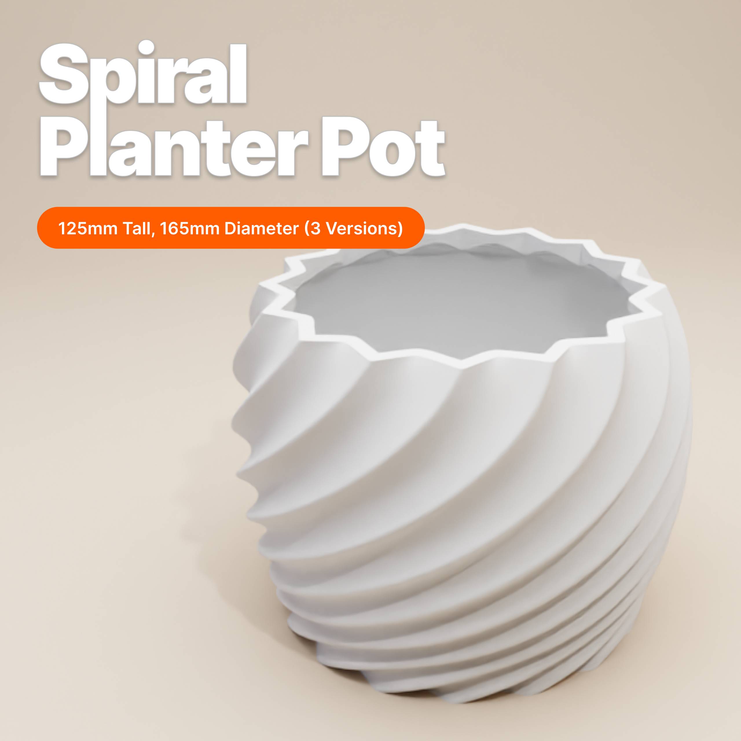 Spiral Planter Pot – 125mm Tall, 165mm Diameter (3 Versions)