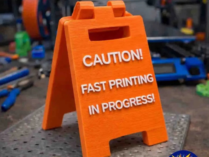 "CAUTION!! FAST PRINTING IN PROGRESS" Sign