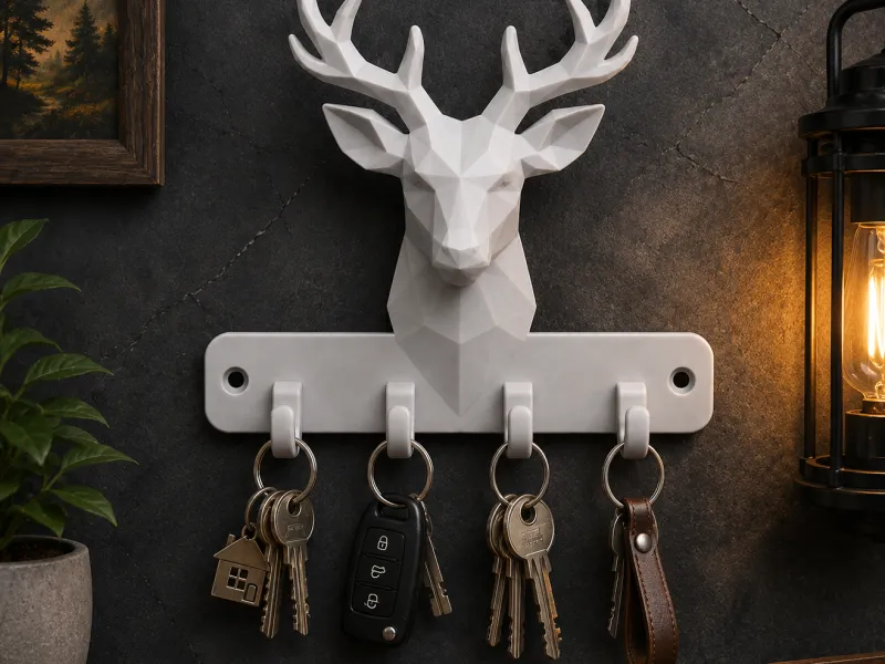 Suporte de Chaves de Parede com Cervo – 4 Ganchos