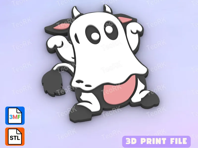Badge Reel Topper Flat Back ghost cow