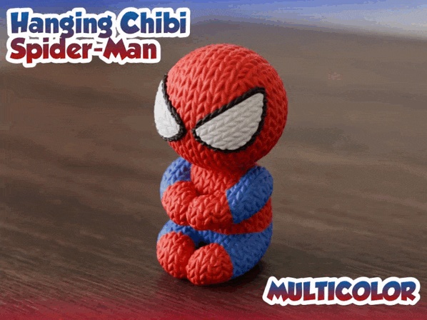 Spider-Man Chibi colgante – textura de ganchillo