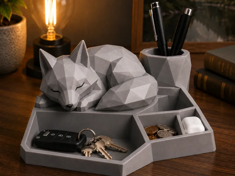 Sleeping Fox Desk Organizer – Storage Station