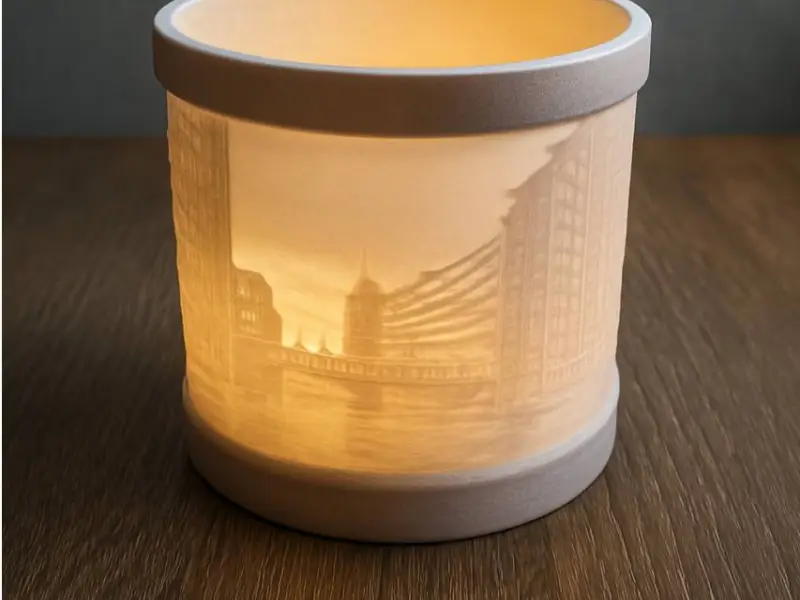 Luminária Litofânica para Vela Tealight a Bateria Speicherstadt