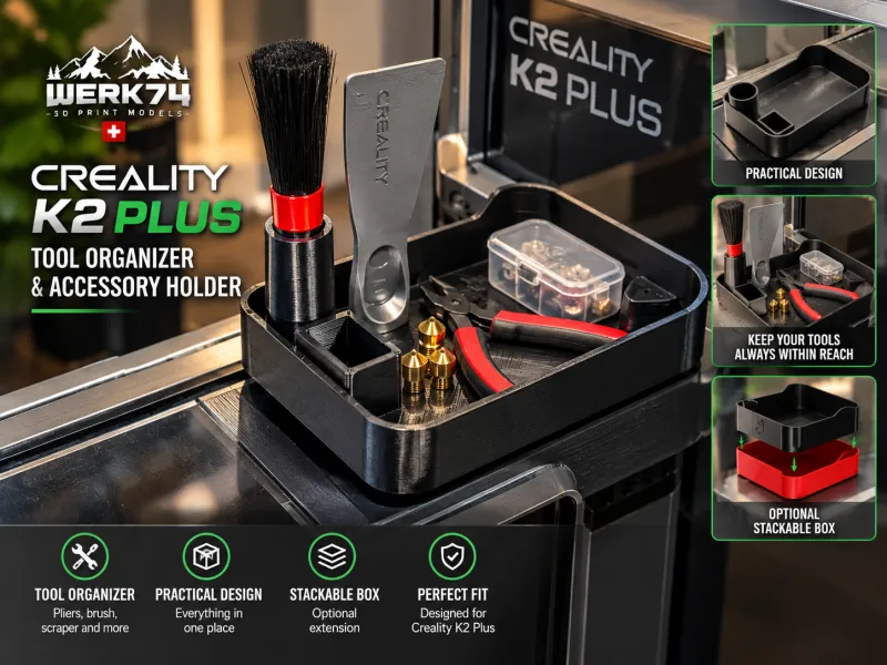 Creality K2 Plus – Tool Organizer & Accessory Holder | WERK7