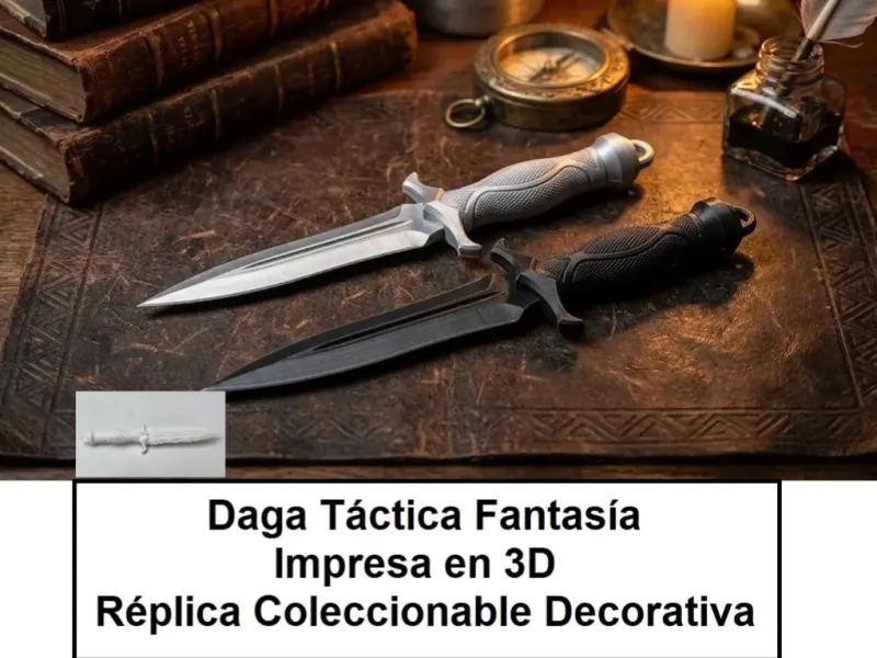 Dague tactique/fantastique imprimée en 3D | Réplique de collection