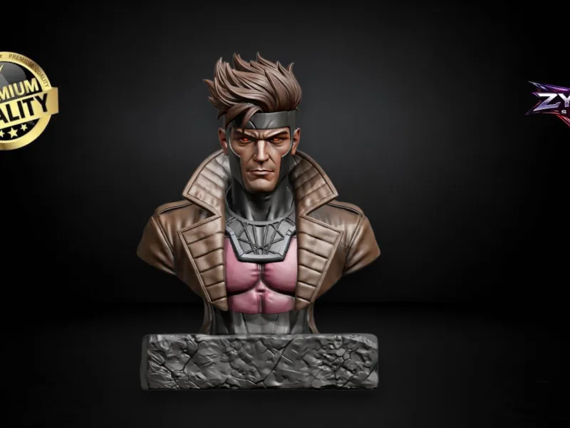 Gambit Bust STL Marvel 3D Print Sculpture