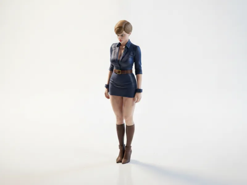 Short Hair Lady Figurine Female Figure 3D Printable