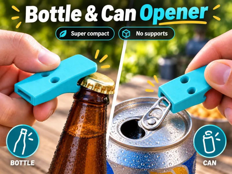 2-in-1 Bottle & Can Opener | Compact and Easy-to-Print