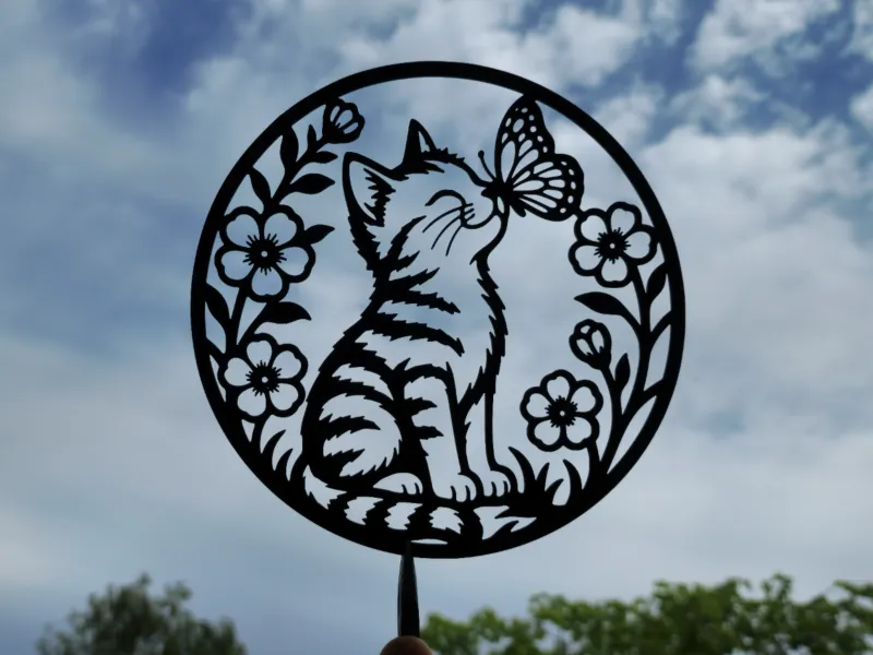 Cat and Butterfly 2D Wall Art