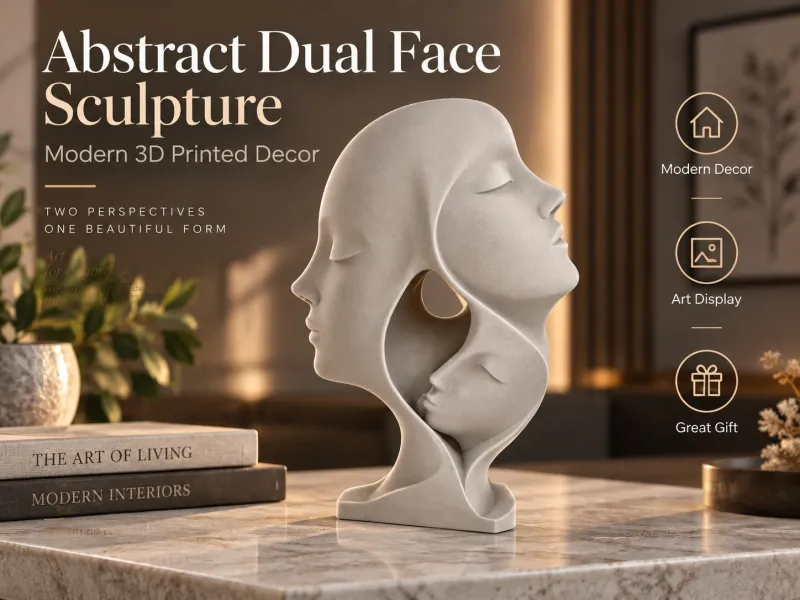 Escultura Abstracta de Doble Rostro – Decoración Artística Moderna