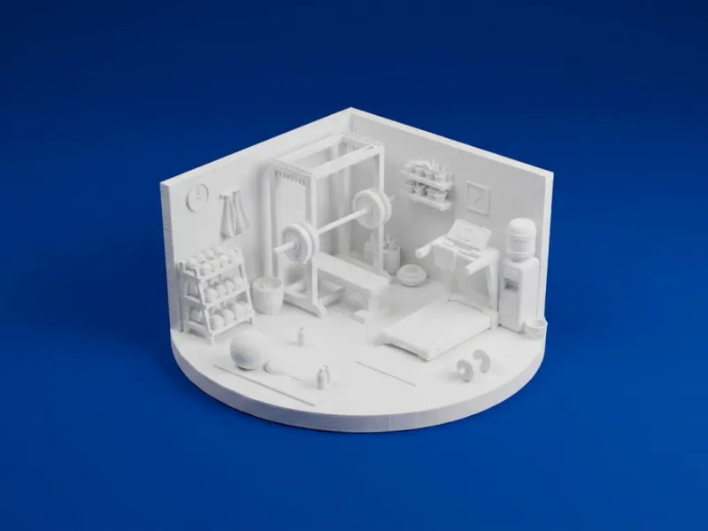 Mini Gym Diorama – Fitness Room Scene