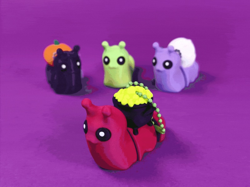 Cute Flexi Snail (Toy & Keychain & Magnets) + Halloween