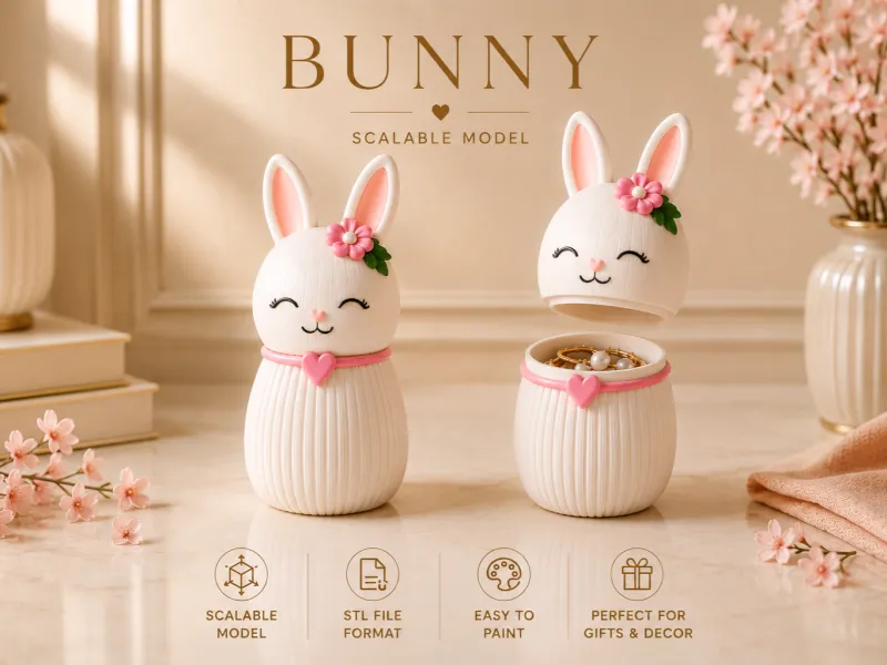 Storage Box Bunny – STL File for 3D Printing