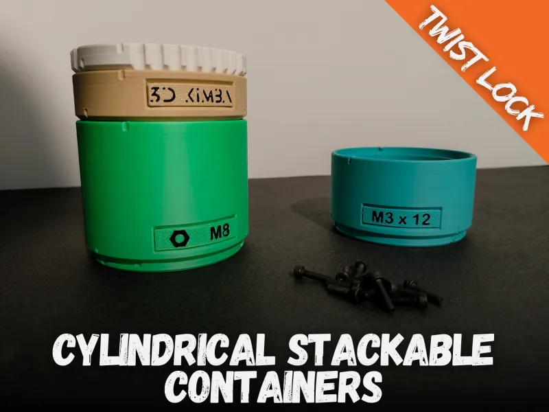 Cylindrical Stackable Containers - Twist Lock