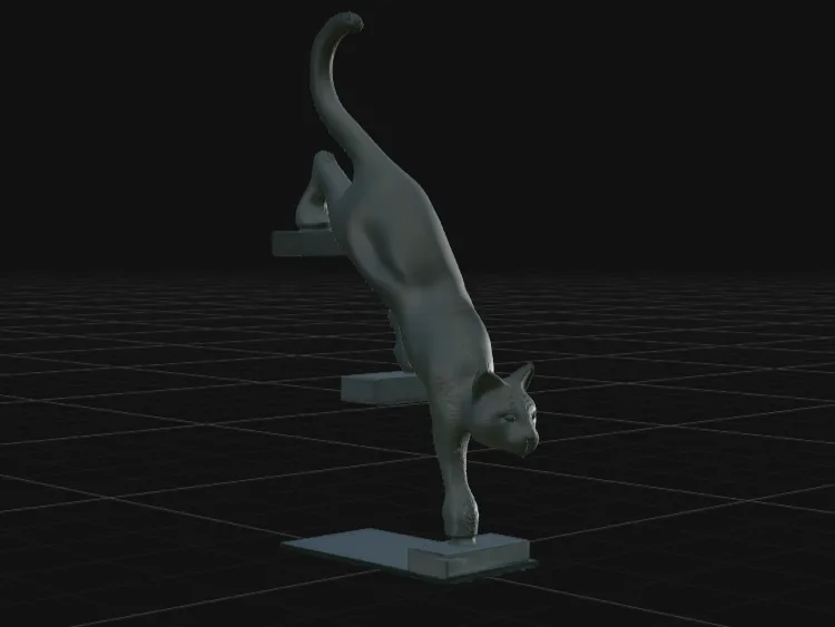 Cat Jumping Sculpture – Dynamic Cat Wildlife Statue
