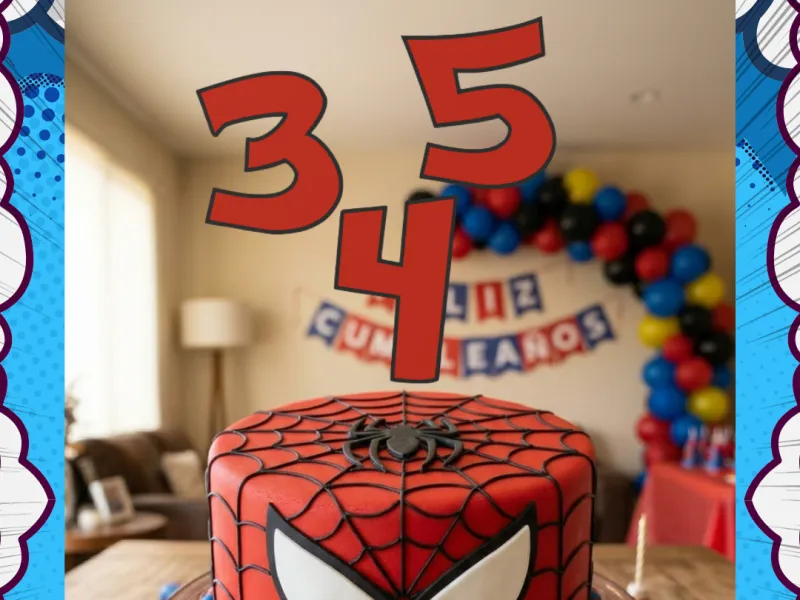 Number Cake Topper and Spiderman Figure 3-5