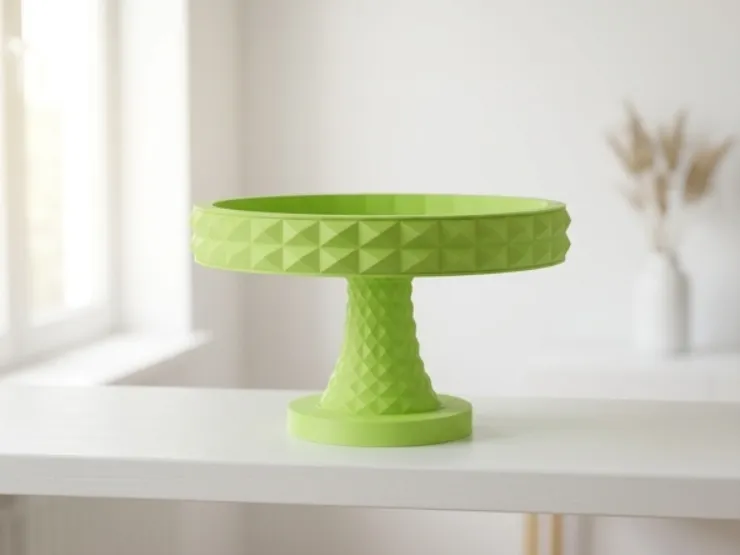 Lime Prism Pedestal Tray with Cube Pattern