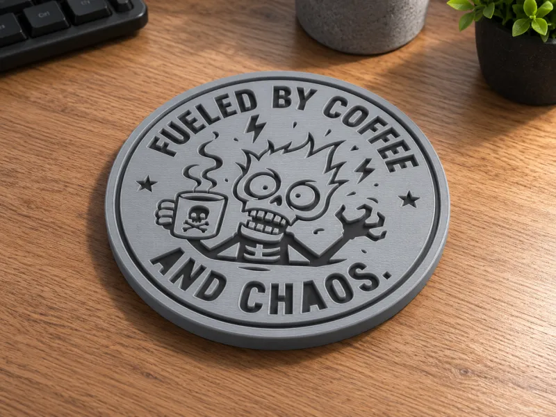 Fueled by Coffee and Chaos Coaster 90x4mm