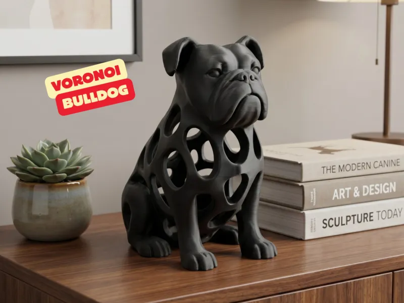 VORONOI BULLDOG SCULPTURE / MODERN HOMEDECOR / GOTHIC DECOR
