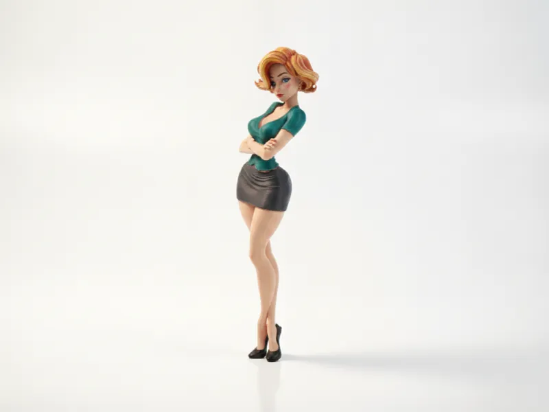 Figurina femenina imprimible en 3D de mujer delgada con brazos cruzados