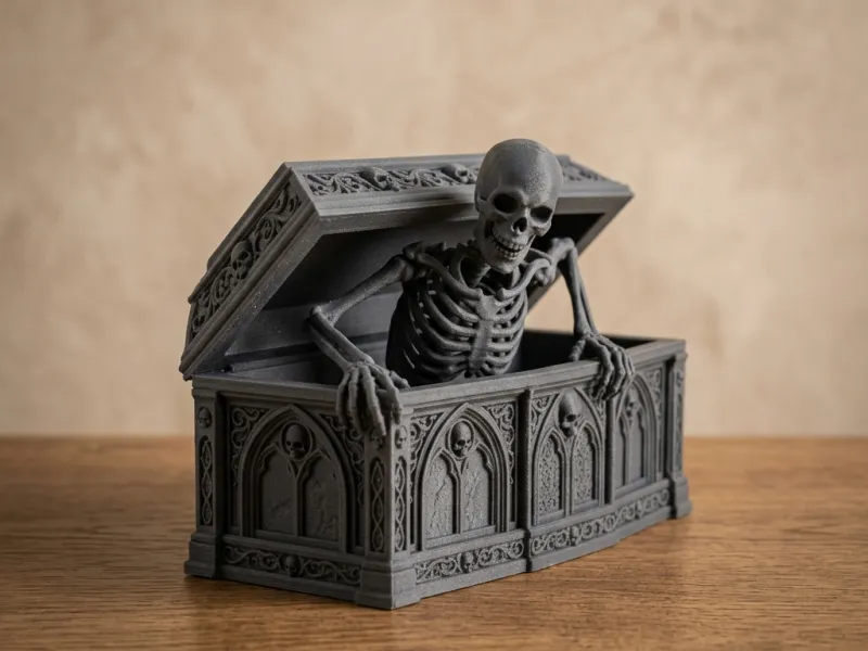 Spooky Series skeleton raising from coffin