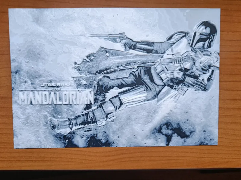Mandalorian - Star Wars Impressão Fotográfica 3D P&B