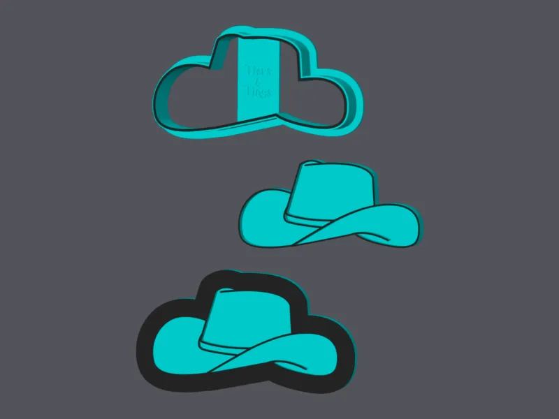 Cowboy Hat - Cookie Cutter with stamp and embosser (3 sizes)