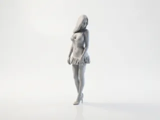 Elegant Female Figurine Anime Style 3D Printable