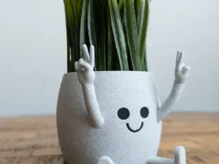 Happy Sitting Pot 2 Hands Peace Sign