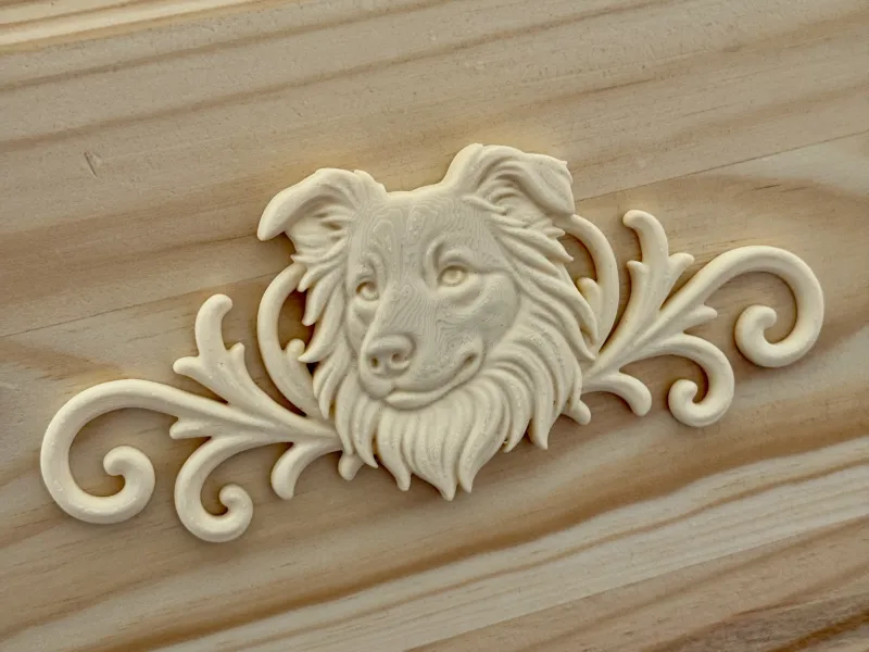 ensemble de reliefs chien border collie symbole animal modèle