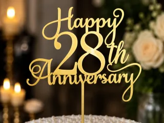 28th Anniversary Cake Topper