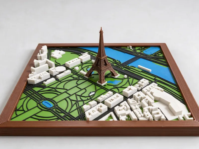 埃菲尔铁塔巴黎地图 – 3D可打印拼装模型