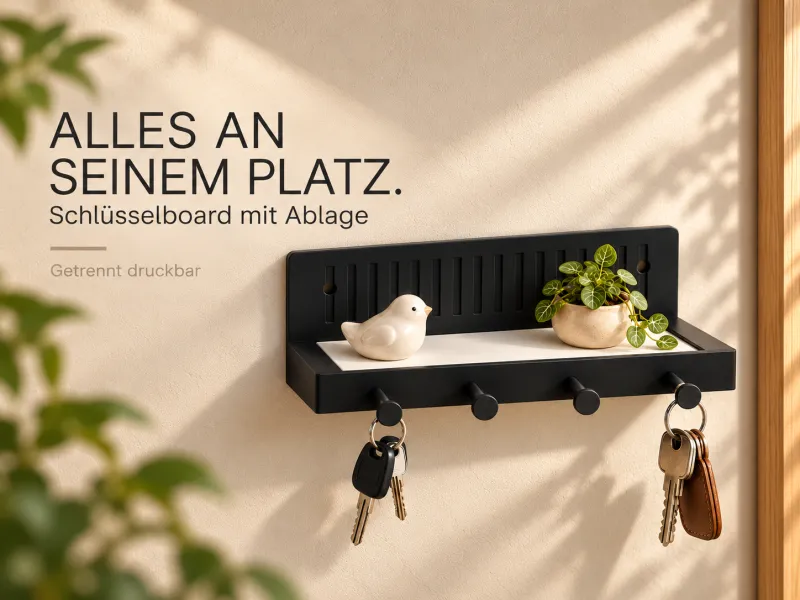 Modernes Schlüsselboard mit Ablage und vier Haken