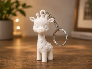 Cute Giraffe Keychain – Kawaii Animal Keyring 3D Print Model
