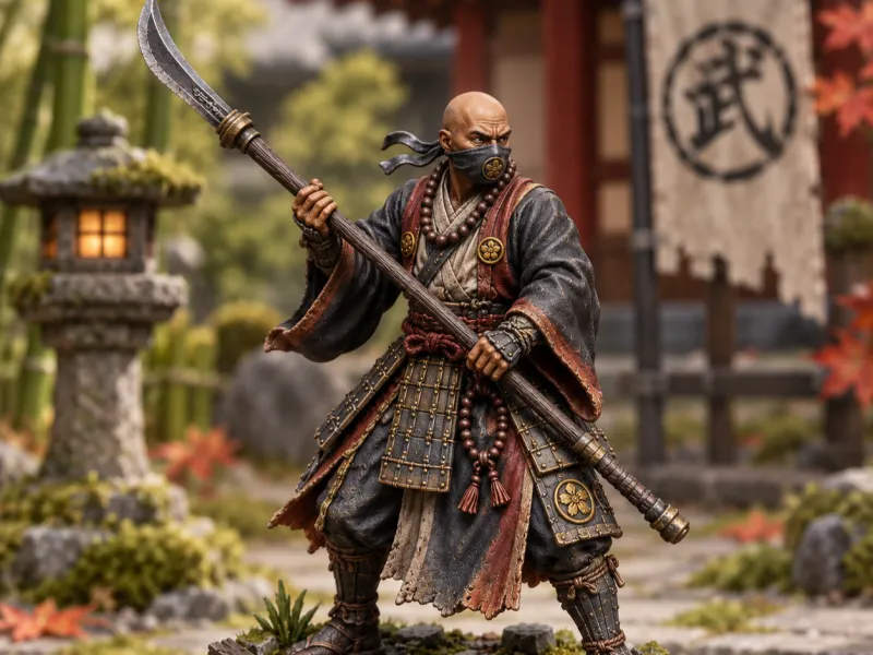 Japan monk with Naginata for boardgame and rpg