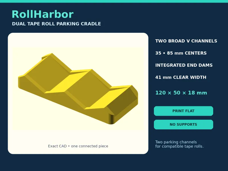 RollHarbor: Dual Tape Roll Parking Cradle