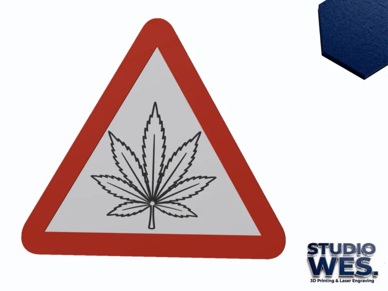 Cannabis Leaf - Warning/Danger Traffic Sign - Wall Art v2