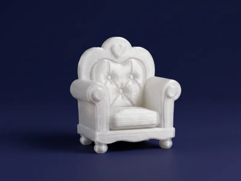 Schattige prinsessenfauteuil met hartvormige rugleuning 3D-model